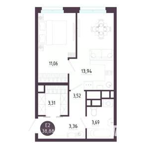 1-к квартира, вторичка, 39м2, 7/10 этаж