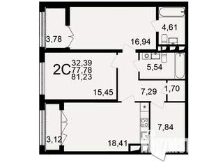 2-к квартира, вторичка, 78м2, 5/18 этаж