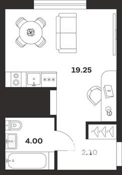 Студия квартира, строящийся дом, 25м2, 24/25 этаж