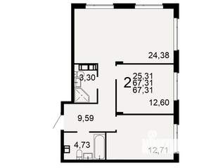 2-к квартира, вторичка, 67м2, 4/10 этаж