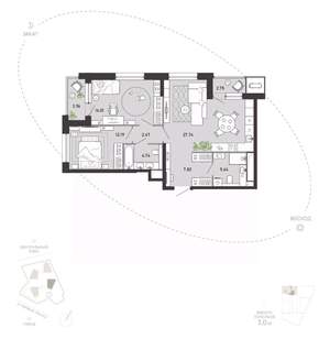 2-к квартира, вторичка, 83м2, 13/21 этаж