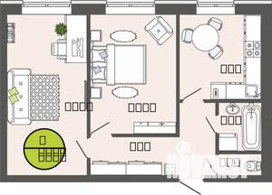2-к квартира, строящийся дом, 50м2, 3/3 этаж