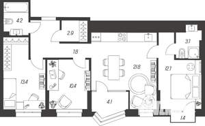 3-к квартира, строящийся дом, 82м2, 6/24 этаж