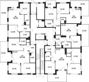 1-к квартира, вторичка, 53м2, 1/4 этаж
