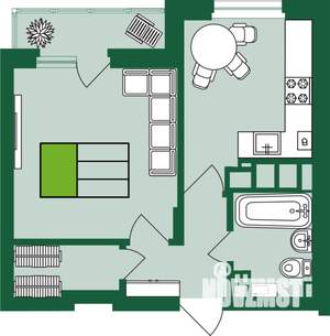 1-к квартира, строящийся дом, 36м2, 2/9 этаж