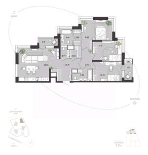 3-к квартира, вторичка, 119м2, 12/21 этаж