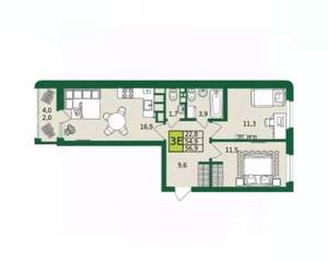 3-к квартира, вторичка, 57м2, 7/9 этаж