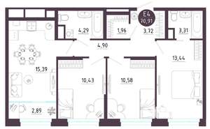 3-к квартира, вторичка, 71м2, 3/10 этаж