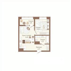 1-к квартира, строящийся дом, 37м2, 4/14 этаж