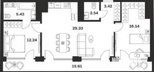 2-к квартира, вторичка, 85м2, 10/10 этаж
