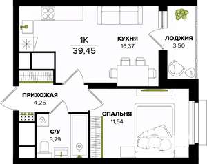 1-к квартира, вторичка, 39м2, 22/25 этаж