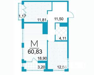 2-к квартира, строящийся дом, 61м2, 21/25 этаж