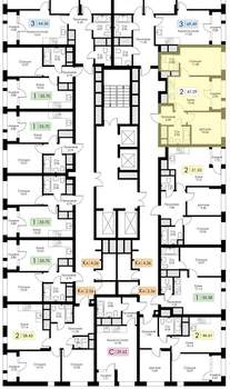 2-к квартира, вторичка, 47м2, 23/25 этаж