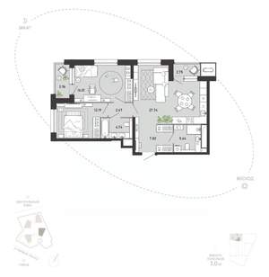 2-к квартира, вторичка, 83м2, 11/21 этаж