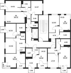 2-к квартира, вторичка, 68м2, 2/4 этаж