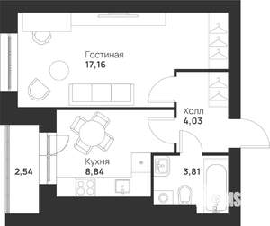 1-к квартира, вторичка, 36м2, 1/5 этаж