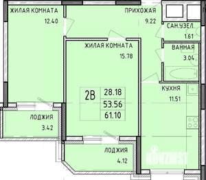 2-к квартира, строящийся дом, 61м2, 5/14 этаж