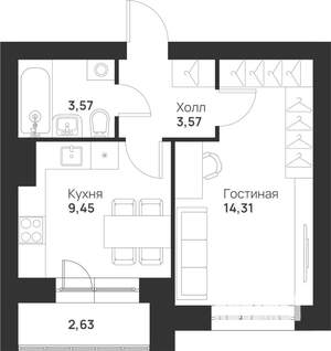 1-к квартира, вторичка, 34м2, 5/5 этаж