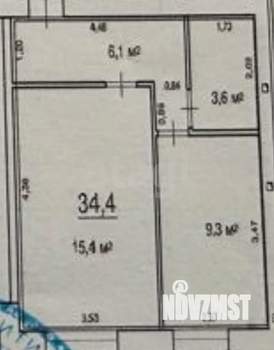 1-к квартира, вторичка, 34м2, 1/3 этаж