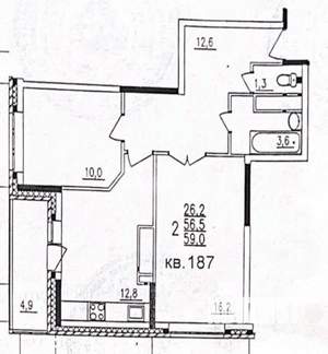 2-к квартира, вторичка, 57м2, 19/22 этаж