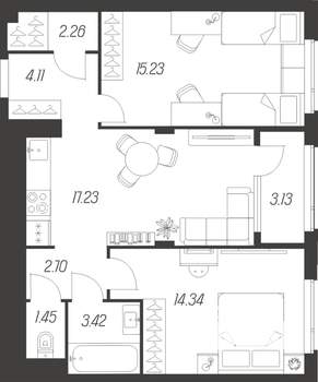 2-к квартира, вторичка, 64м2, 7/16 этаж