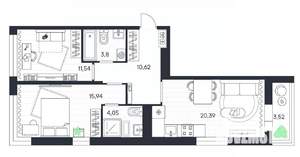2-к квартира, вторичка, 70м2, 15/20 этаж
