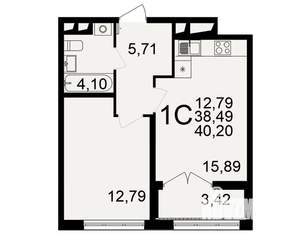 1-к квартира, строящийся дом, 38м2, 16/18 этаж