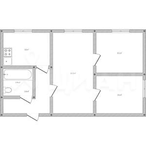 2-к квартира, вторичка, 45м2, 1/5 этаж