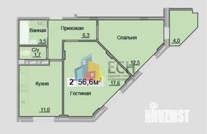 2-к квартира, вторичка, 57м2, 6/10 этаж