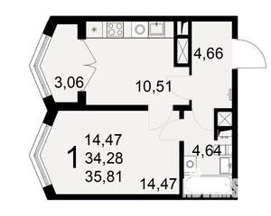 1-к квартира, вторичка, 36м2, 25/25 этаж