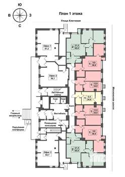 2-к квартира, сданный дом, 65м2, 1/13 этаж