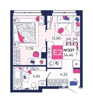 1-к квартира, вторичка, 34м2, 2/25 этаж