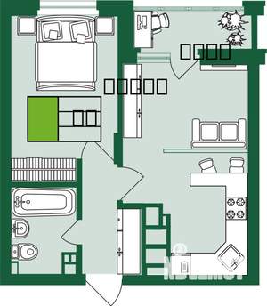 1-к квартира, строящийся дом, 40м2, 1/9 этаж