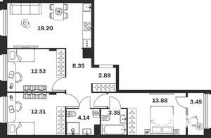 3-к квартира, вторичка, 80м2, 3/15 этаж