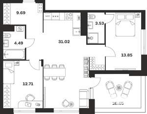 2-к квартира, вторичка, 86м2, 4/4 этаж