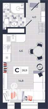 Студия квартира, вторичка, 27м2, 10/14 этаж