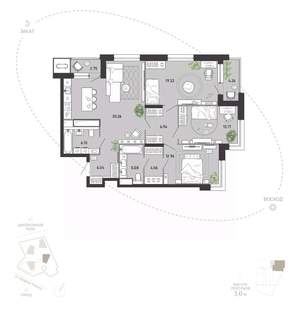 3-к квартира, вторичка, 111м2, 8/21 этаж