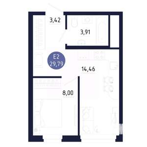 Студия квартира, строящийся дом, 30м2, 11/25 этаж