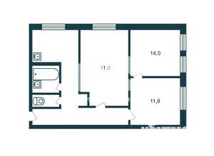 3-к квартира, вторичка, 51м2, 1/2 этаж