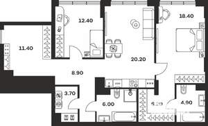 2-к квартира, вторичка, 92м2, 1/9 этаж