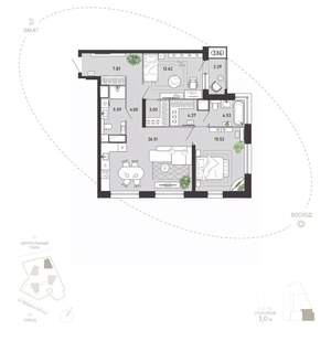 2-к квартира, вторичка, 89м2, 7/21 этаж