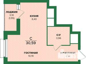 Студия квартира, вторичка, 31м2, 7/25 этаж