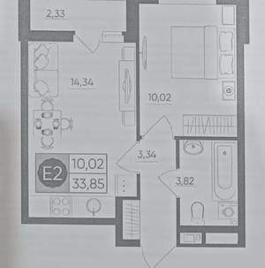 1-к квартира, вторичка, 31м2, 10/10 этаж