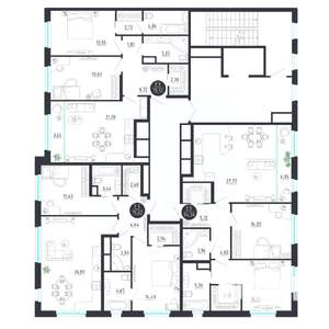 2-к квартира, строящийся дом, 76м2, 7/8 этаж