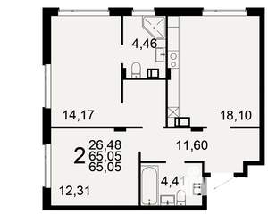 2-к квартира, вторичка, 65м2, 3/10 этаж