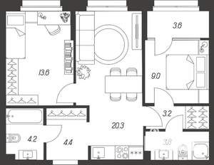 2-к квартира, вторичка, 62м2, 2/24 этаж