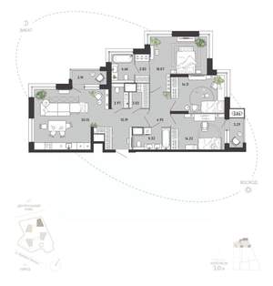 3-к квартира, вторичка, 119м2, 10/21 этаж