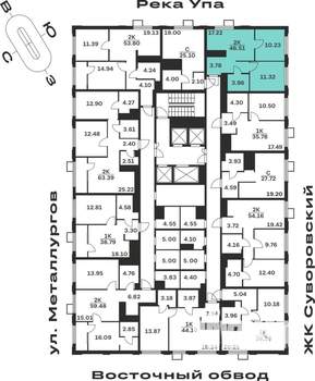 2-к квартира, вторичка, 47м2, 25/25 этаж
