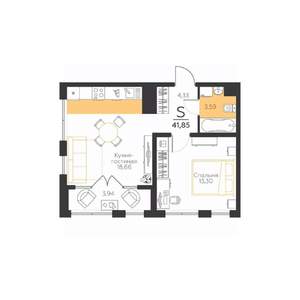 1-к квартира, вторичка, 42м2, 1/5 этаж