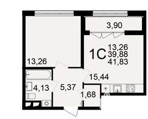 1-к квартира, строящийся дом, 40м2, 7/18 этаж